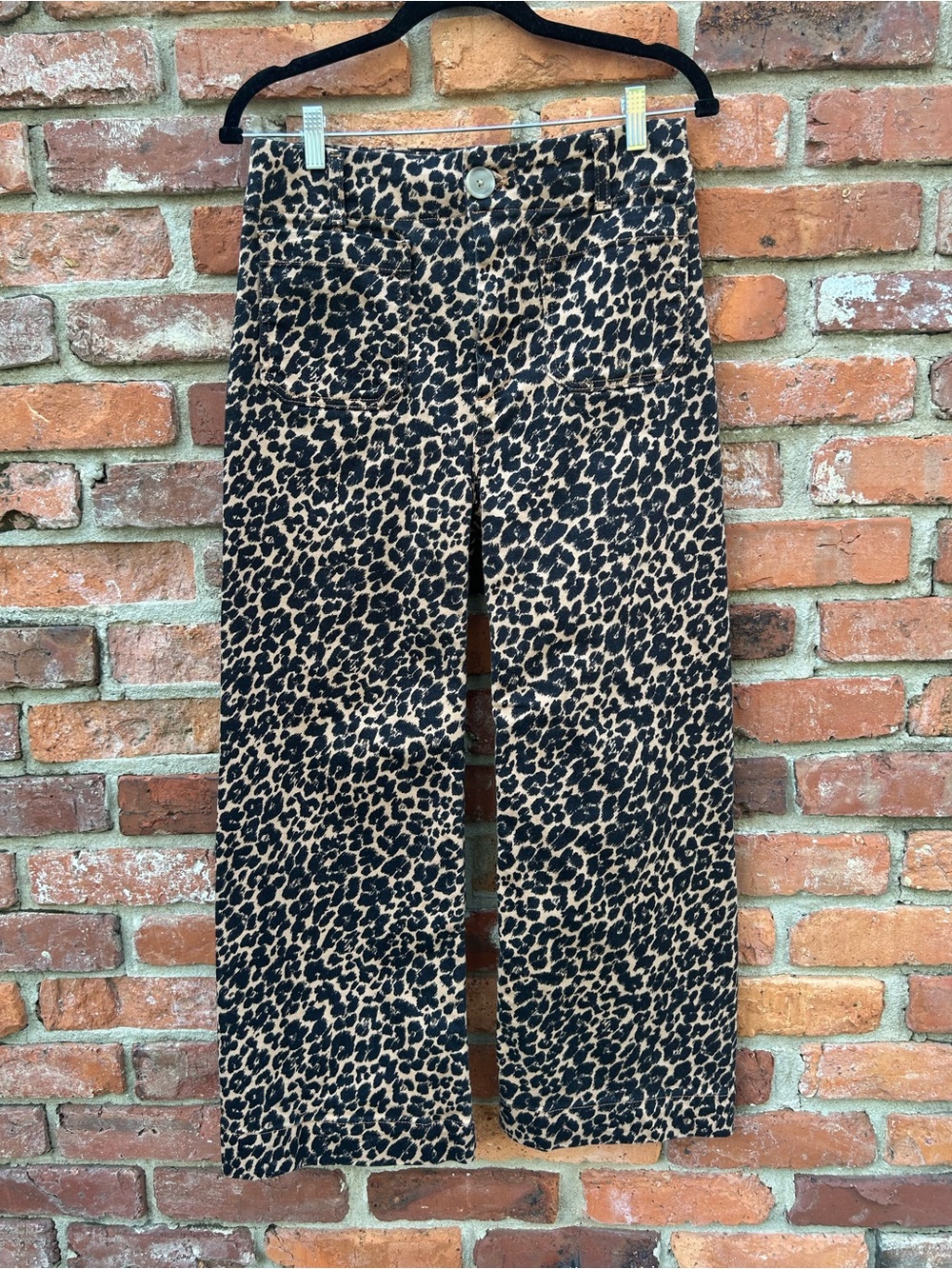 Maeve The Colette Leopard Print Wide-Leg Denim Jeans Size 28